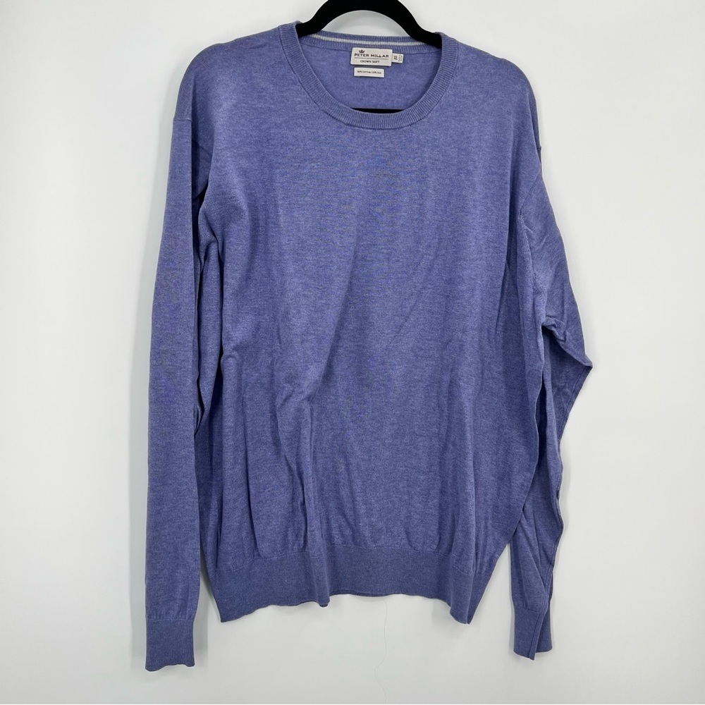Peter Millar Crown Soft Crewneck Sweater Pullover Top Cotton Silk Purple XL - Picture 5 of 10